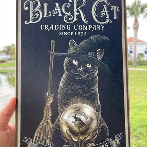 Tin Sign Black Cat Trading Company since 1875, Potions-Brews-Elixirs 8x12"